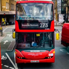 RC 273: Please Hold On - image of London bus with the text changed to read the podcast details - music mashup eclectic mix cover art
