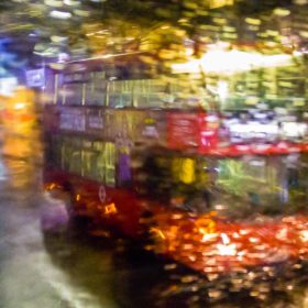 RC 274: Winter Kills - wintry podcast of eclectic music and mashups cover art  - image is a London bus in the rain